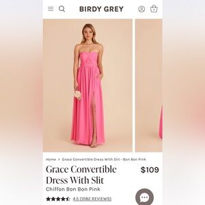 Elegant Pink Strapless Gown Grace Convertible Bon Bon Pink Size Small